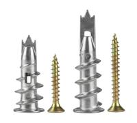 Newoutset 90 Pcs M4 Chevilles Métal Autoforeuses, pour Plâtre & Béton | Chevilles autoperceuses en métal avec vis pour plaques de plâtre, cavités, béton et briques. Fixation robuste M4.