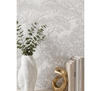 Newroom Papier peint intissé beige motif forêt décoration murale chambre | Paysage d'arbres effet lin, style nature, pour un salon ou un bureau, 10,05 x 0,53 m, fabriqué en Allemagne