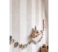 Newroom papier peint intissé beige rayé décoration murale chambre enfant | Effet lin texturé, sans raccord, 10,05 x 0,53 m, couloir et entrée, résistant au lavage, se retire à sec