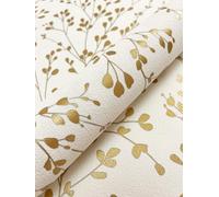 Newroom papier peint intissé blanc doré branchages floral chambre | fond crème feuilles laiton, éclat métallisé, structure crépi, boho, papier peint salon, décoration murale, séjour