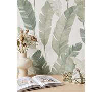 Newroom papier peint intissé floral blanc vert pour salon et chambre | Rinceaux fleuris en relief, aspect légèrement brillant, 10,05 m × 0,53 m, décoration murale couloir, fabriqué en Allemagne