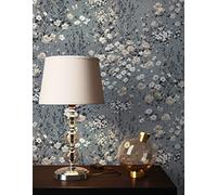 Newroom Papier Peint Intissé Gris Floral Salon Campagne Chic | Fleurs branches et feuillage vintage, papier peint floral, décoration murale, chambre, entrée couloir