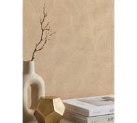 Newroom Papier Peint Intissé Marron Cercles Décoration Murale Salon | Effet corde texturé, style moderne et organique, pour une chambre, une cuisine ou une entrée, très résistant au lavage