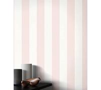 Newroom papier peint intissé rose rayures salon campagne chic | rayures verticales alternées crème, mat, texture textile fine, sans raccord, papier peint chambre, décoration murale, couloir