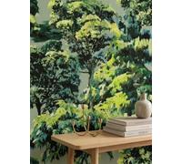 Newroom papier peint intissé vert arbres décoration murale chambre salon | Style impressionniste, forêt peinte, léger relief, 10,05 x 0,53 m, couloir, cuisine et salle à manger, fabriqué en Allemagne