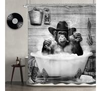Newsely Rideau de Douche Amusant Singe 152,4 x 183 cm (l x H) - Cowboy