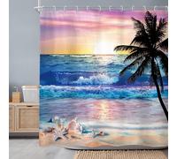 Newsely Rideau de Douche océan Lever du Soleil 183 x 183 cm - Plage