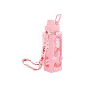 NEWSTYP Bouteille d'eau en plastique avec autocollant 3D - Motif ours Kawaii - 700 ml - Pour voyage, thé, jus, lait - Portable - Joli shaker - Cadeau (rose)