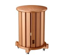 newuzis Stackable Stools, 4-Piece Solid Wood Set with Locking Casters, Multi-Functional Space-Saving Seats for Dining Side Table Footrest Small Apartment Couleur en Bois