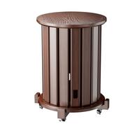 newuzis Stackable Stools, 4-Piece Solid Wood Set with Locking Casters, Multi-Functional Space-Saving Seats for Dining Side Table Footrest Small Apartment Marron