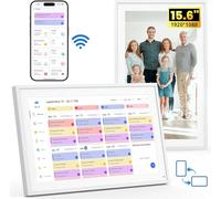 NEWYES 2026 Calendrier Numérique Mural 15,6" - Tableau Organisation Famille & Cadre Photo Numérique Wi-Fi Sync Écran Tactile Intelligent pour Semainier Enfant, Planificateur Menus, Rappels de Tâches