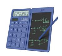 NEWYES Calculatrice avec Tableau D’Écriture pour Collège et Lycée, Bleu | Solaire et Batterie,Écran HD 12 Chiffres, Petite Calculatrice Bureau Simple Base Poche Repliable pour École, Bureau et Maison