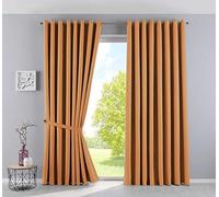 Newyork 201920600-2 Lot de 2 Rideaux occultants Thermiques avec œillets et Protection Contre Les Rayons UV Orange HxB 225 x 295 cm