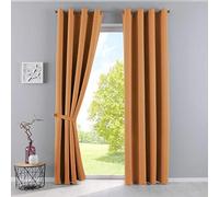 Newyork 201920600-2 Lot de 2 Rideaux occultants Thermiques avec œillets et Protection Contre Les Rayons UV Orange 245 x 140 cm
