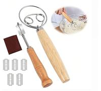 Nexaflow Set Boulanger: Lame Pain + 5 Lames + Fouet 24cm | Lame pain inox + 5 lames rechange + étui cuir. Fouet danois double 24cm. Pour pâte, pâtisserie et préparations culinaires.