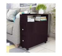 NexaGeniX Buffet de Cuisine Armoire d'angle de Salon Moderne et Simple, avec 2 tiroirs, côté canapé, Petite Table étroite Mobile 4 Roues(Noir,60x25x65cm)