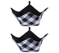 NEXAVKPR Bol à micro-ondes avec motif noir et blanc, 2 | Profil carré à quatre coins, points de préhension définis autour du bol, supports pour les routines de repas répétées