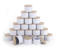NEXBEXES Lot de 24 boîtes à bougies blanches de 113,4 g avec couvercles en métal imprimé grain de bois pour la fabrication de bougies, pots à bougies (113,4 g, blanc)