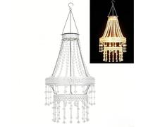 Nexbrill Lustre solaire d'extérieur à suspendre, lanterne de perles bohème avec cadre en métal, luminaire de jardin étanche, 81,3 cm, blanc chaud pour terrasse, tonnelle