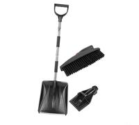 Nexbrill Pelle à neige télescopique avec tête rotative, grattoir à glace en acier inoxydable et balai à neige pour voiture, SUV, camion, outil de pare-brise extensible, gris (argent)