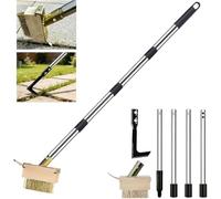 Nexoria Brosse anti-mauvaises herbes 160 cm avec manche télescopique - Brosse à joints - Grattoir à joints avec manche en acier inoxydable - Brosse anti-mauvaises herbes avec grattoir à joints - Têtes
