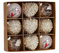 Nexren Ensemble de décorations de Saint-Valentin en forme de boule en mousse avec pendentif en forme de cœur pour entrée, console, table, arrangement de vase (couleur or, 8 cm)