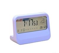 Nexren Réveil avec écran LCD transparent affichant l'heure, la date, la température, l'humidité et les icônes météo pour référence rapide (violet)