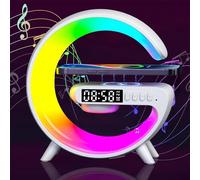 Nexstron Haut-parleur sans fil, lampe de charge 5 W avec réveil sans fil, réveil intelligent Lumie Sunrise, lampe de chevet Bluetooth, 10 modes d'éclairage, lampe de table d'ambiance pour chambre à