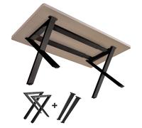 NEXT LEVEL - Pied de Table Metal | 65x74cm, Profil 80x40mm, Métalliques, pour Bois et Verre, Compatible avec des Largeurs de 70, 80, 90 et 100cm, Tirants Extensibles Inclus