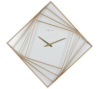 NeXtime Grande Horloge Murale Carrée - 85x85cm - Métal - Or/Blanc Turning Square