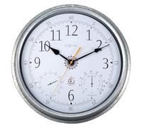 NeXtime Horloge de Station Météo Extérieure - Métal Ø40,5CM - Couleur Galvanisée Tulip