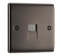 Nexus Metal Telephone Socket, Master 1 Gang, Screw Connection - Black Nickel