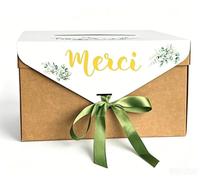 Neylokfen Urne Mariage Champetre Boite a Carte Merci Urne Grand Taille Boite Enveloppe Reception Carton avec fente et ruban - 30x18x20 Délice Cagnotte
