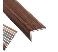 Nez de bord d'escalier bande transition plancher en aluminium, garniture porte grain bois forme L 90 cm - couvercle protection d'angle for les marches seuil plinthe d'armoire murale(A,L900xW35xH20mm)