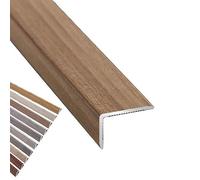Nez de bord d'escalier bande transition plancher en aluminium, garniture porte grain bois forme L 90 cm - couvercle protection d'angle for les marches seuil plinthe d'armoire murale(D,L900xW25xH10mm)