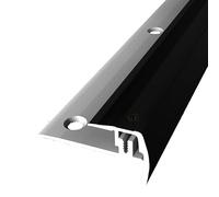 Nez de marche - 27 x 23 x 1000 mm - Profilé d'angle en aluminium strié, encastré, percé, noir, hauteur de bordure 7 à 16 mm Küberit