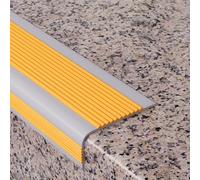 Nez de Marche en Caoutchouc pour marches en marbre, Nez de Marche Auto-adhésif ae Auto-adhésif avec Surface antidérapante cannelée, moulure de Protection des Bords de marches (Orange, 1,7 m)