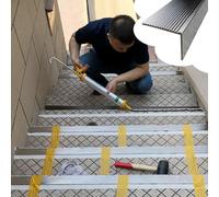 Nez de Marche Escalier Nez de Marche Antidérapant en Acier Inoxydable, Protection de Bord de Marche pour Carrelage, Béton et Bois(L 130cm (51 1/8"),W 5cm(2"))