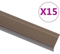 Nez de marche forme en L 15 pcs aluminium 100 cm marron