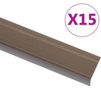 Nez de marche forme en L 15 pcs aluminium 100 cm marron