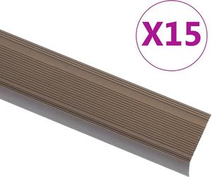 Nez de marche forme en L 15 pcs aluminium 90 cm marron
