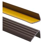Nez de marche profil d’angle PVC autoadhésif 41x25mm antidérapant, d'escalier-protection, bande de bordure, 200cm, Brun Foncé