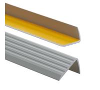 Nez de marche profil d’angle PVC autoadhésif 41x25mm antidérapant, d'escalier-protection, bande de bordure, 150cm, Gris