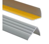 Nez de marche profil d’angle PVC autoadhésif 50x40mm antidérapant, d'escalier-protection, bande de bordure, 130cm, Gris