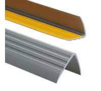 Nez de marche profil d’angle PVC autoadhésif 50x40mm antidérapant, d'escalier-protection, bande de bordure, 200cm, Argenté
