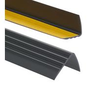 Nez de marche profil d’angle PVC autoadhésif 50x40mm antidérapant, d'escalier-protection, bande de bordure, 165cm, Noir