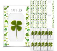 Nezyo 12 Sets Cadeaux Porte-Bonheur pour Examens Remise de Diplôme Marque-Page Trèfle à Quatre Feuilles Carte de Vœux Merci Encouragement Cadeau d'Adieu pour Collègues Changement de Poste Amis