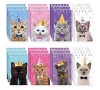 Nezyo 24 Pièces Mini Bloc-Notes Animal Chat Petit Carnet de Poche à Spirale Chat Mignon Petit Cahier à Spirale de Mémo de Chat Animal de Compagnie pour Faveurs de Fête d'Anniversaire École Bureau