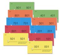 Nezyo Blocchetti Numerati da 1 a 1000, Rouge, Bleu, Jaune, Vert, Orange | Ticket Double Numéro, Bloc de Billets Numérotés, 10 x 5 cm, Pour Garde-Robe, Événements, Faire la Fête, Repas