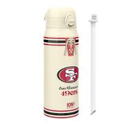 NFL San Francisco 49ers Gourde Thermique Avec Paille Amovible, 750ml/24oz, Bouteille Étanche À Isolation Sous Vide, Facile À Ouvrir, Verrou Sécurisé, Passe Au Lave-Vaisselle, Couvercle Rabattable